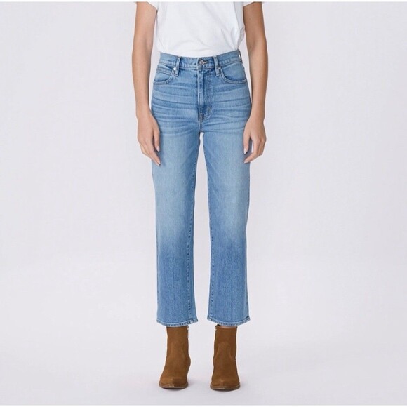 Slvrlake Women’s 26 London Crop Jeans Medium Wash Straight Leg High Waist Pants - Picture 1 of 11